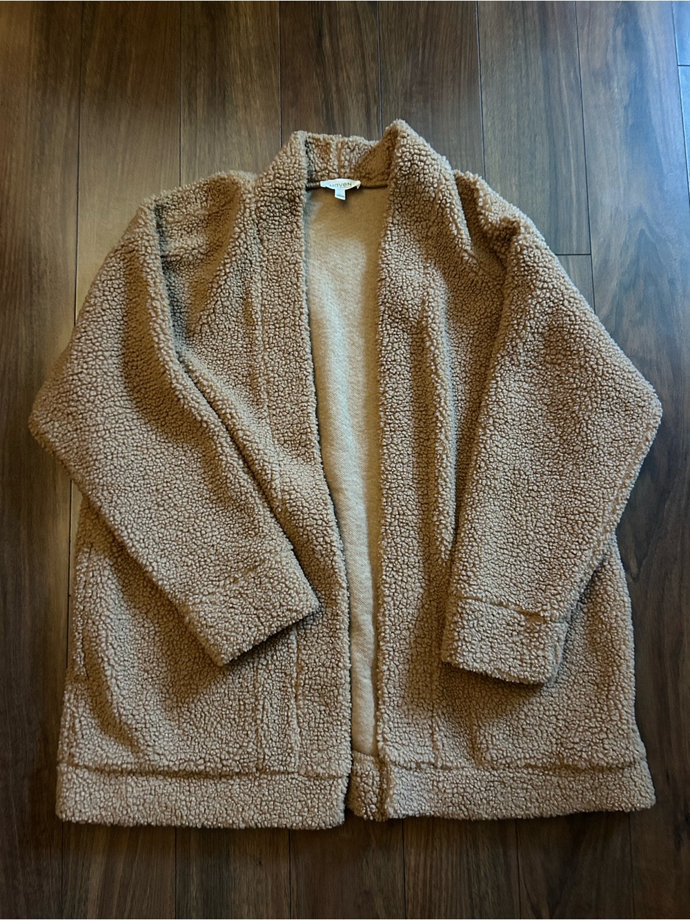 Talbots Camel Teddy Sherpa Open-Front Jacket